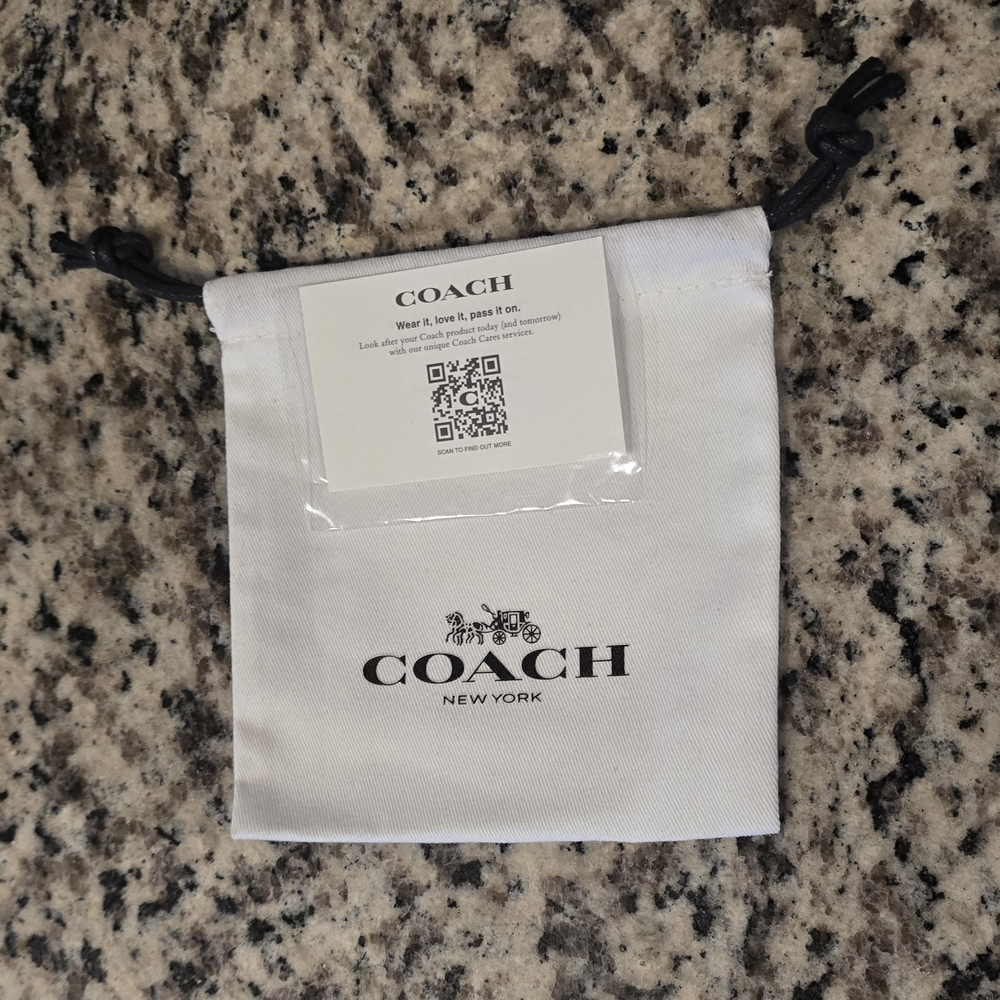 Coach White and Black Logo Pouch